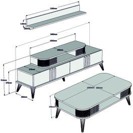 Hanah Home Eylül - Conjunto de muebles de salón Roble